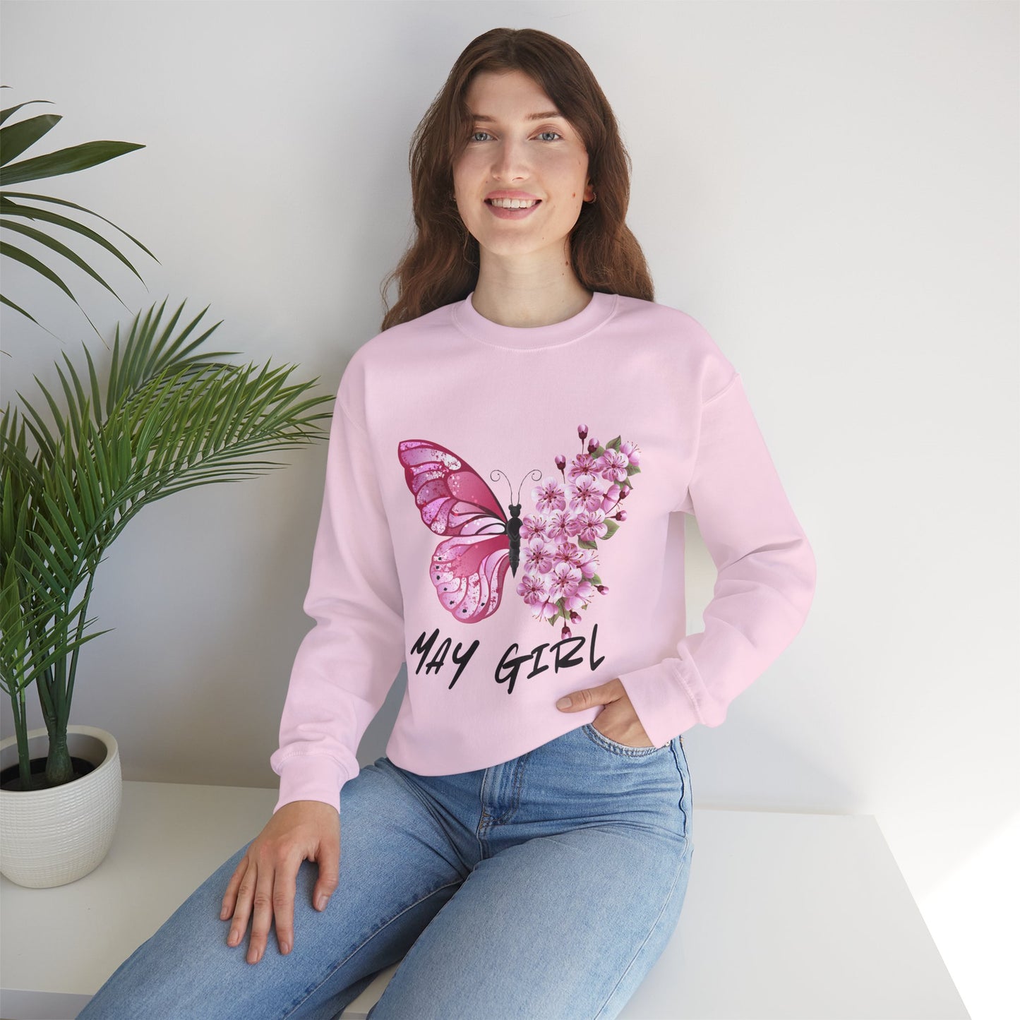 May Girl Butterfly Birthday Sweatshirt