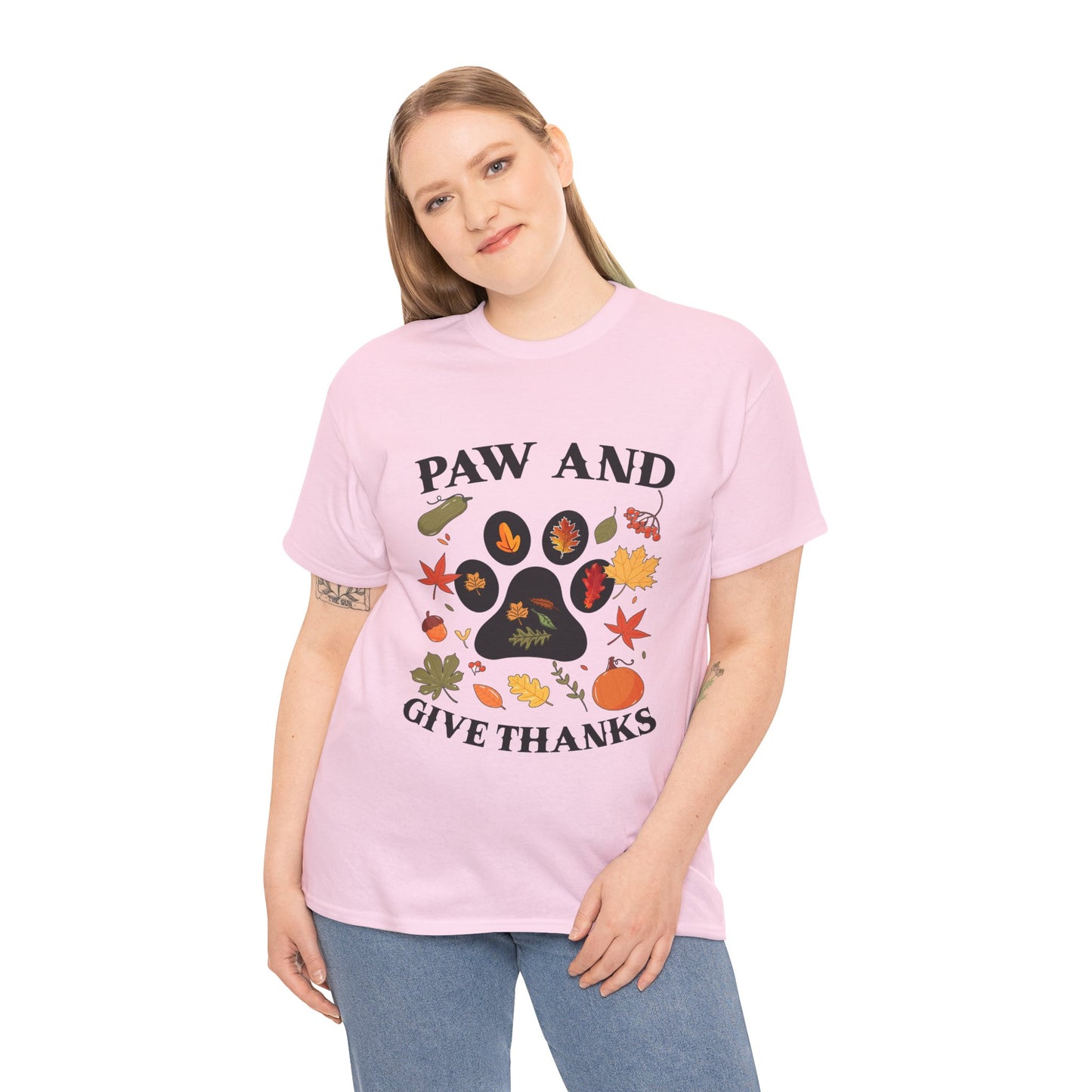 Paw and Give Thanks Fall Cotton Unisex T-shirt