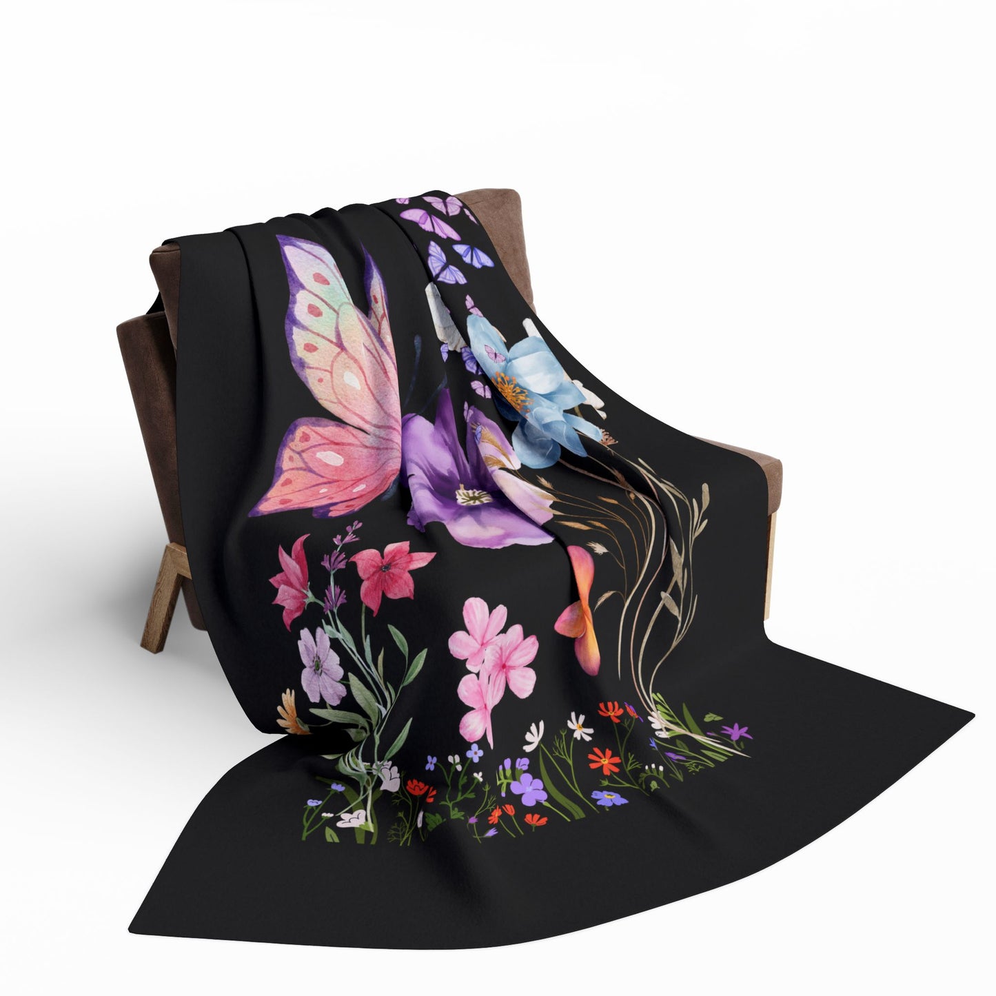 Floral Butterfly Arctic Fleece Blanket
