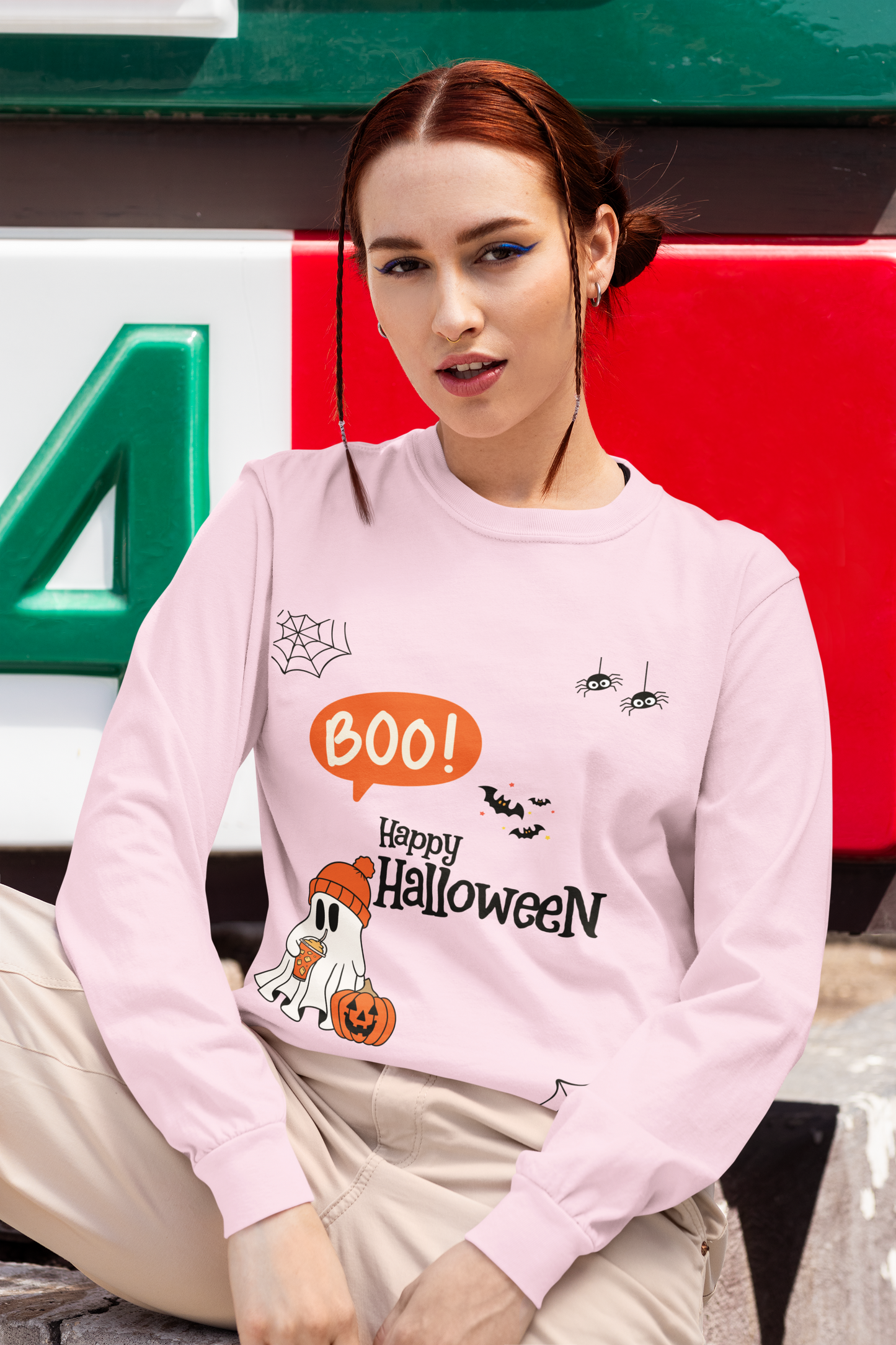 Boo Halloween long sleeve T-shirt