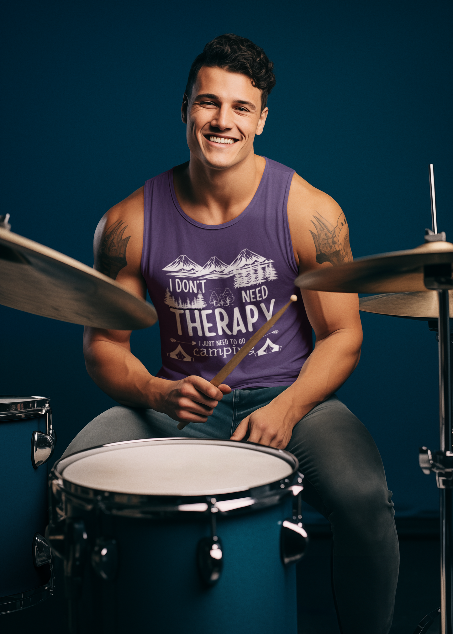 Unisex Camping Therapy Tank Top