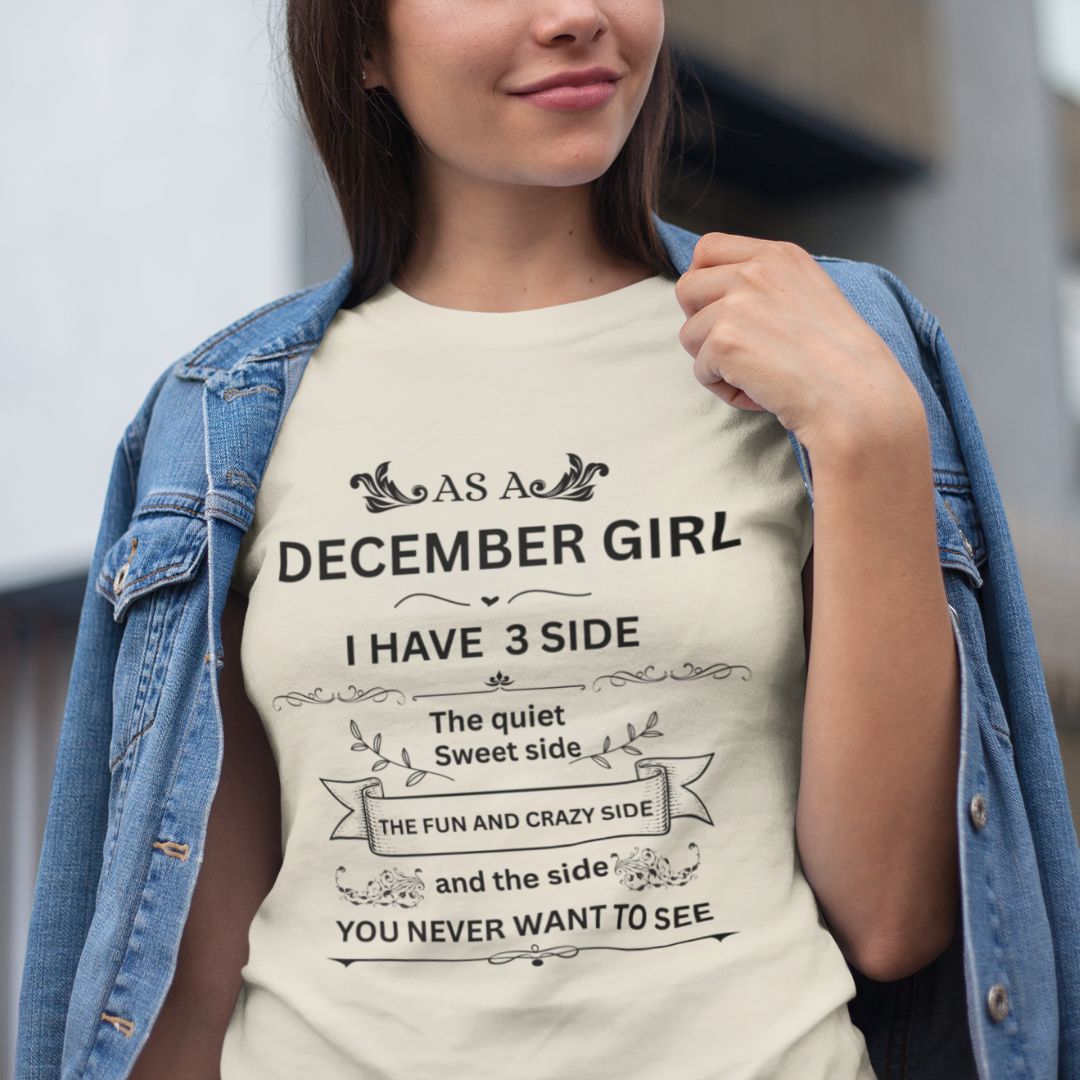 December Girl Birthday (Side) Unisex Heavy Cotton Tee