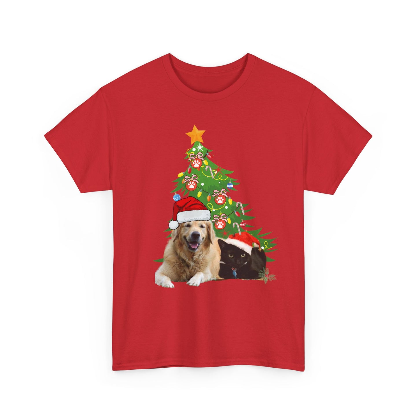 Christmas Dog and cat cotton unisex T- shirt