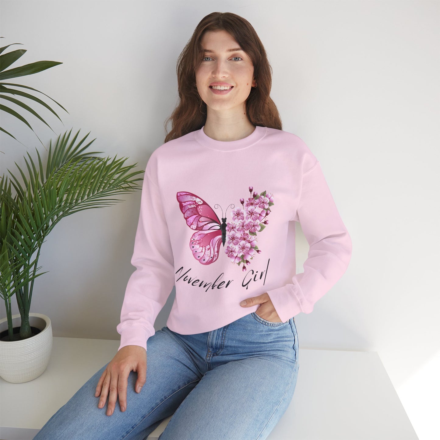 November Girl Butterfly Birthday Sweatshirt