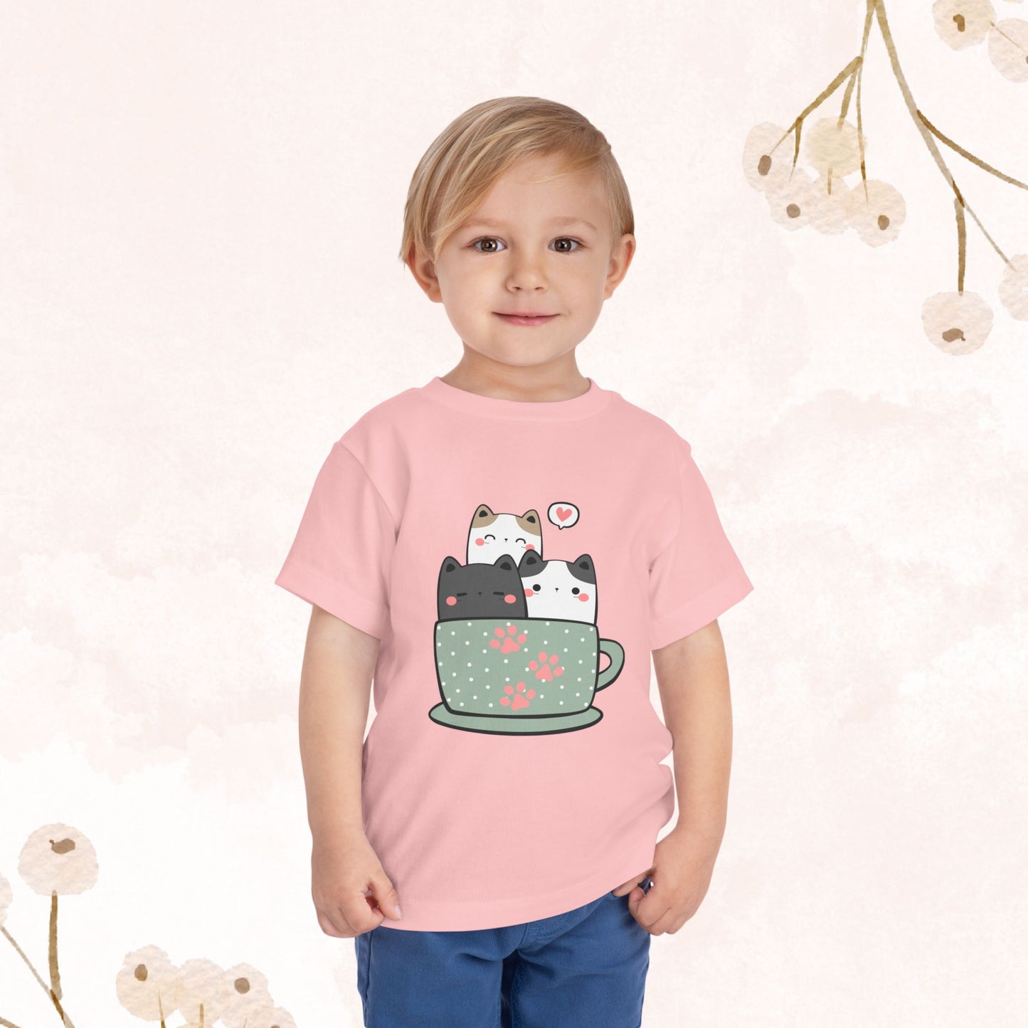 3 Cat Cup Toddler Short Sleeve Tee