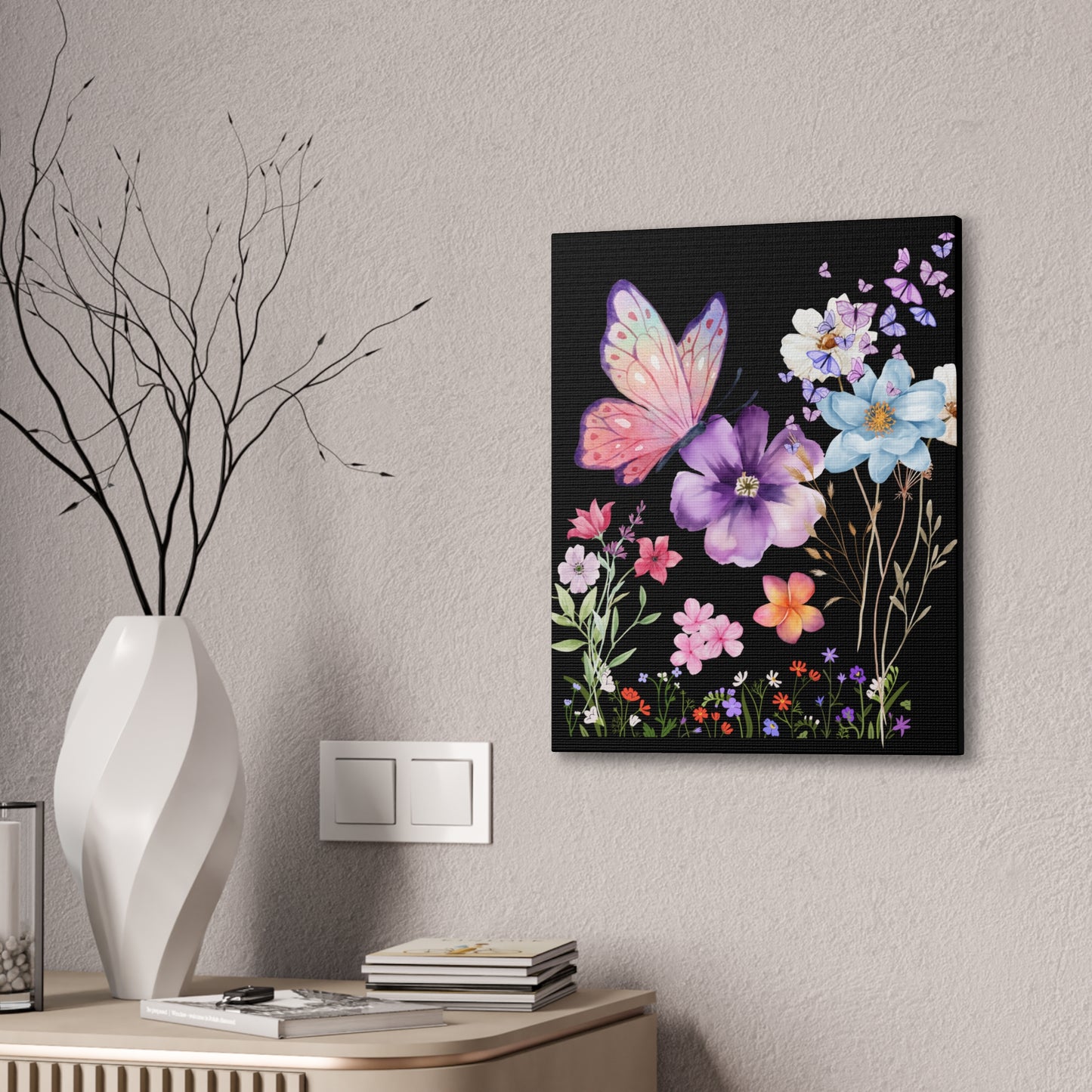 Floral Canvas Print Butterfly Art