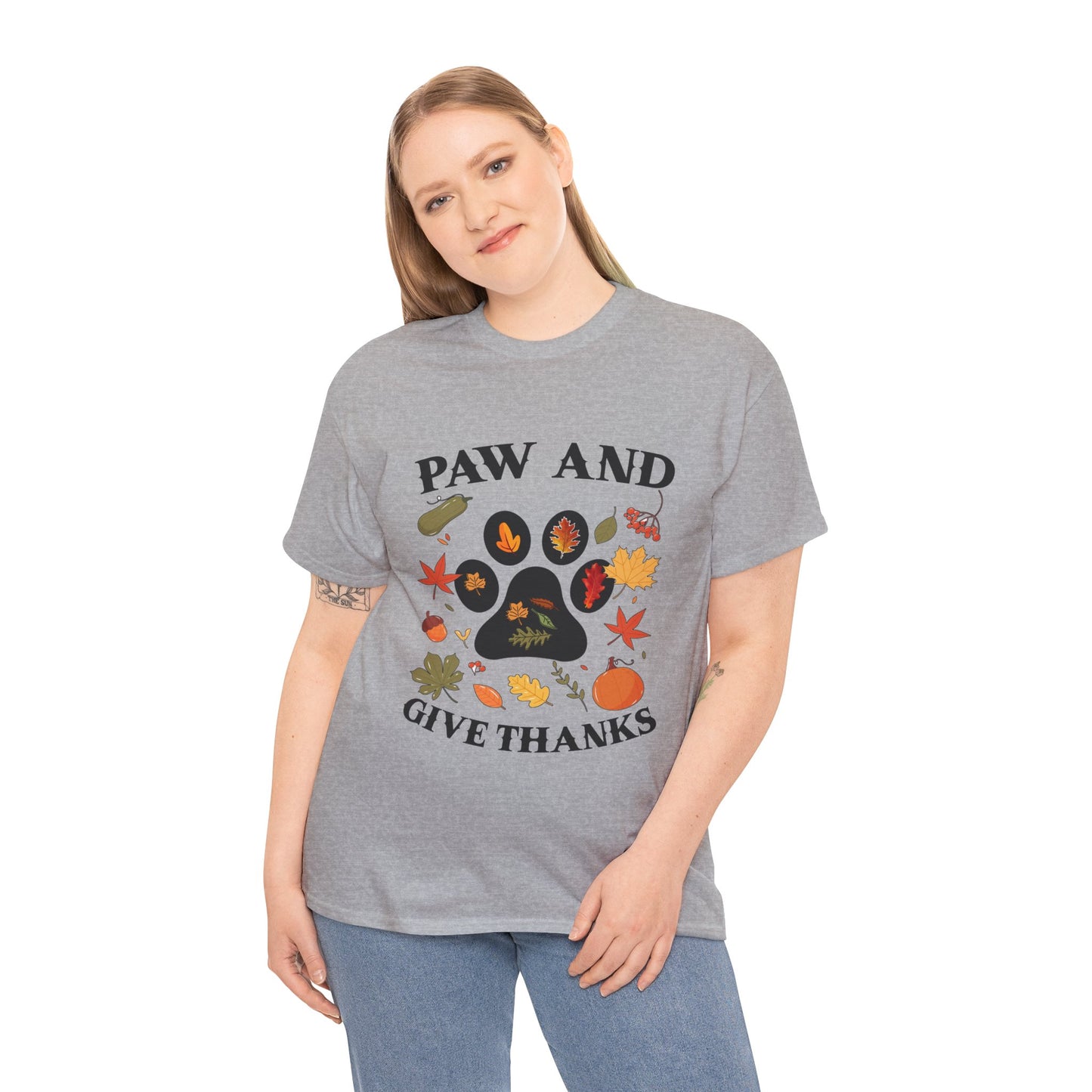 Paw and Give Thanks Fall Cotton Unisex T-shirt