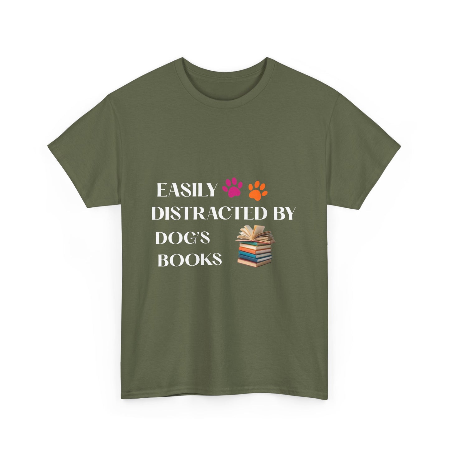 Easily Distracted by Dogs & Books Cotton Unisex T-shirt