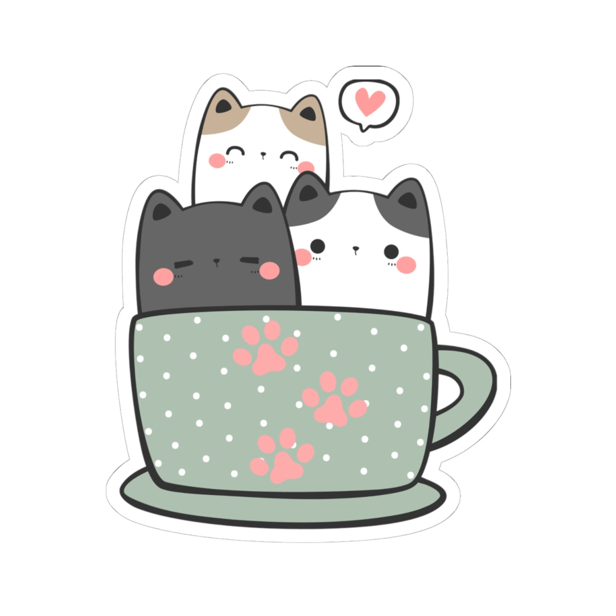 Cute Cat Coffee Mug Kiss-Cut Stickers
