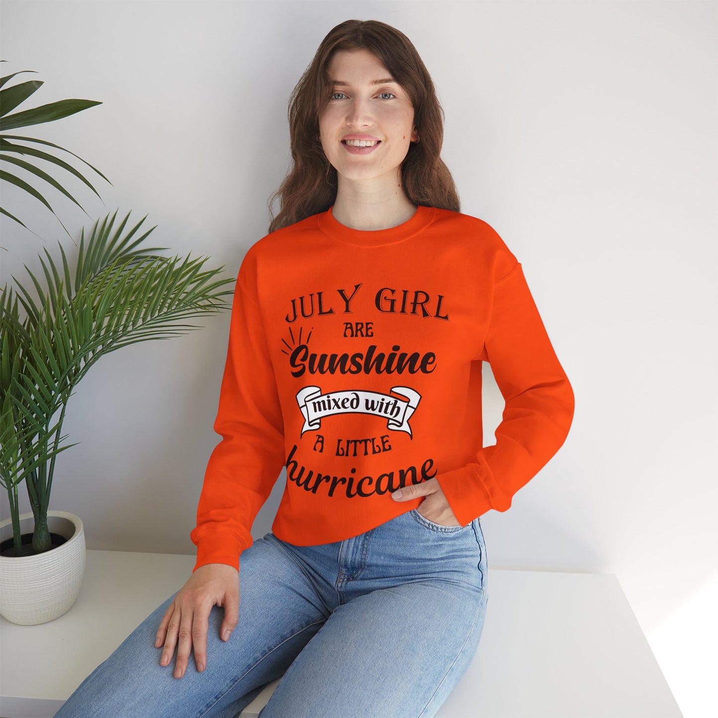 July Girl Birthday Sunshine Mixed With A Little Hurricane Unisex Sweatshirt