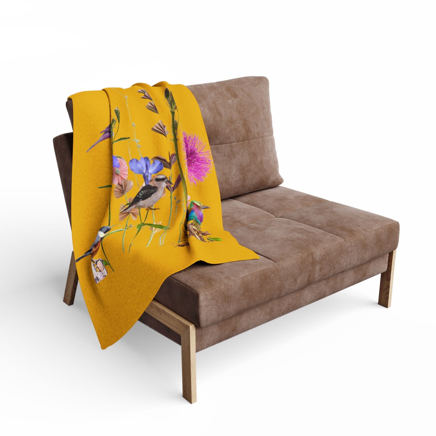 Vibrant Bird and Floral  Arctic Fleece Blanket