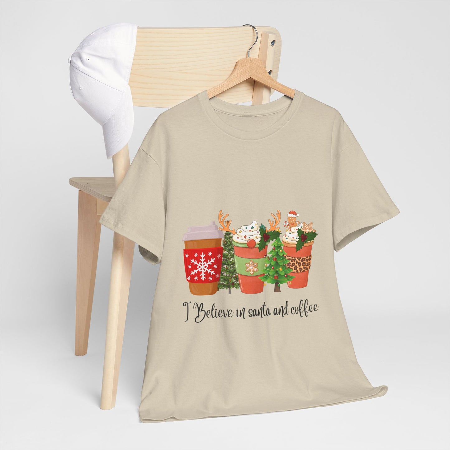 Believe in Santa and Coffee Cotton unisex T- shirt