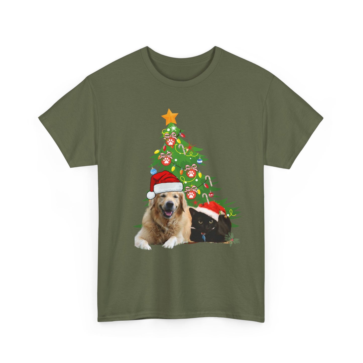 Christmas Dog and cat cotton unisex T- shirt