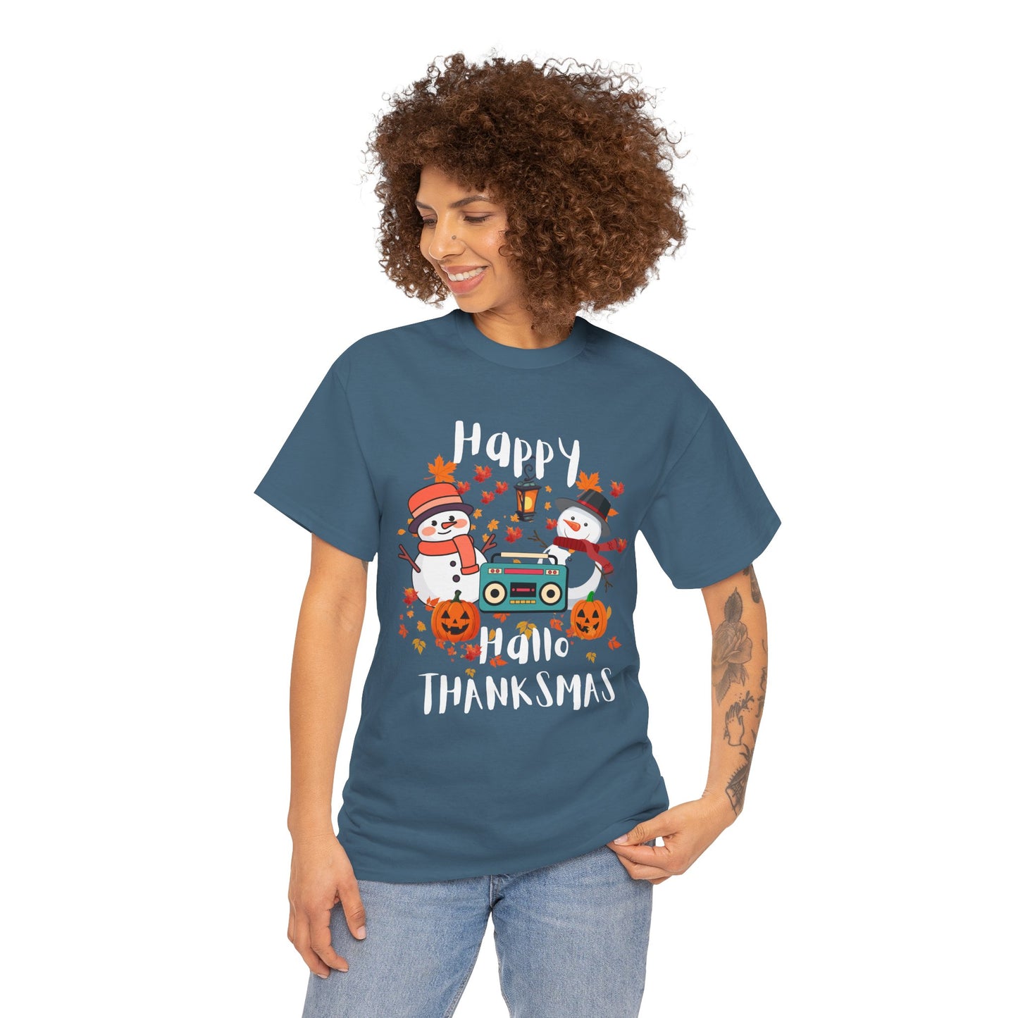 Happy HalloThanksmas cotton unisex T-Shirt