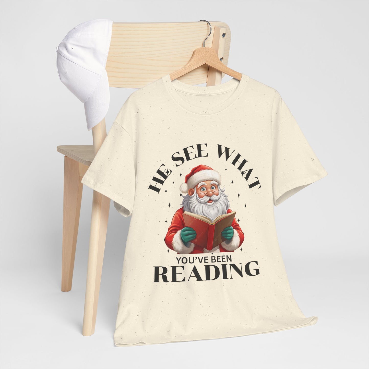 Santa Reading Christmas  cotton unisex T-Shirt