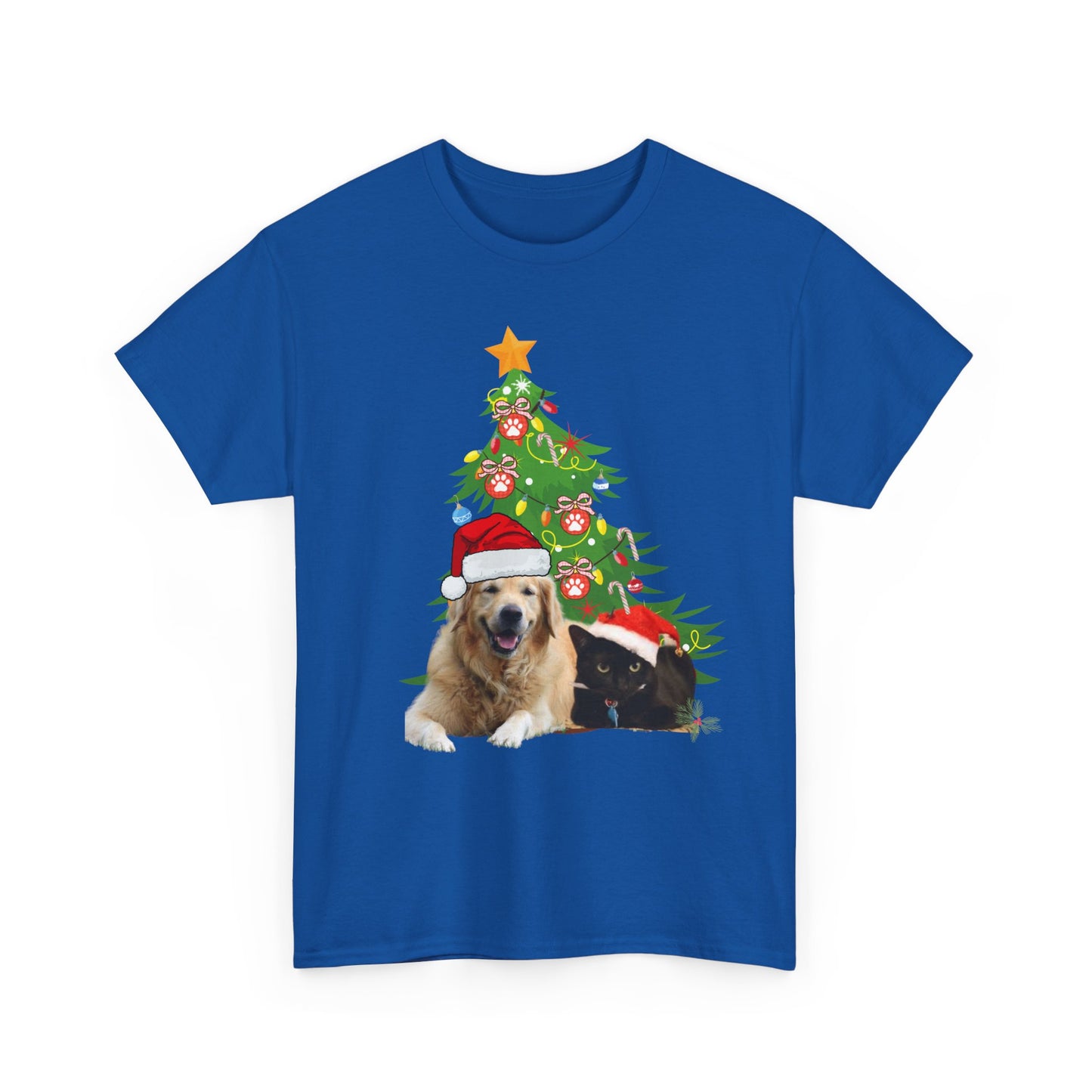 Christmas Dog and cat cotton unisex T- shirt