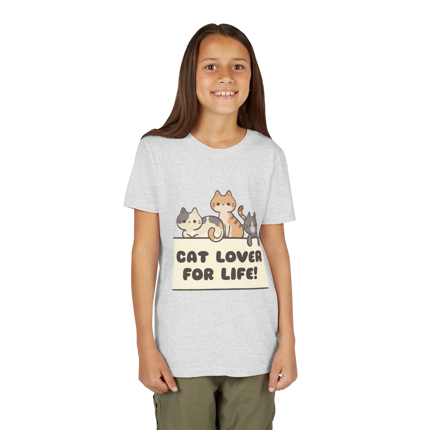 Youth Brown Cute Cat Lover T-shirt