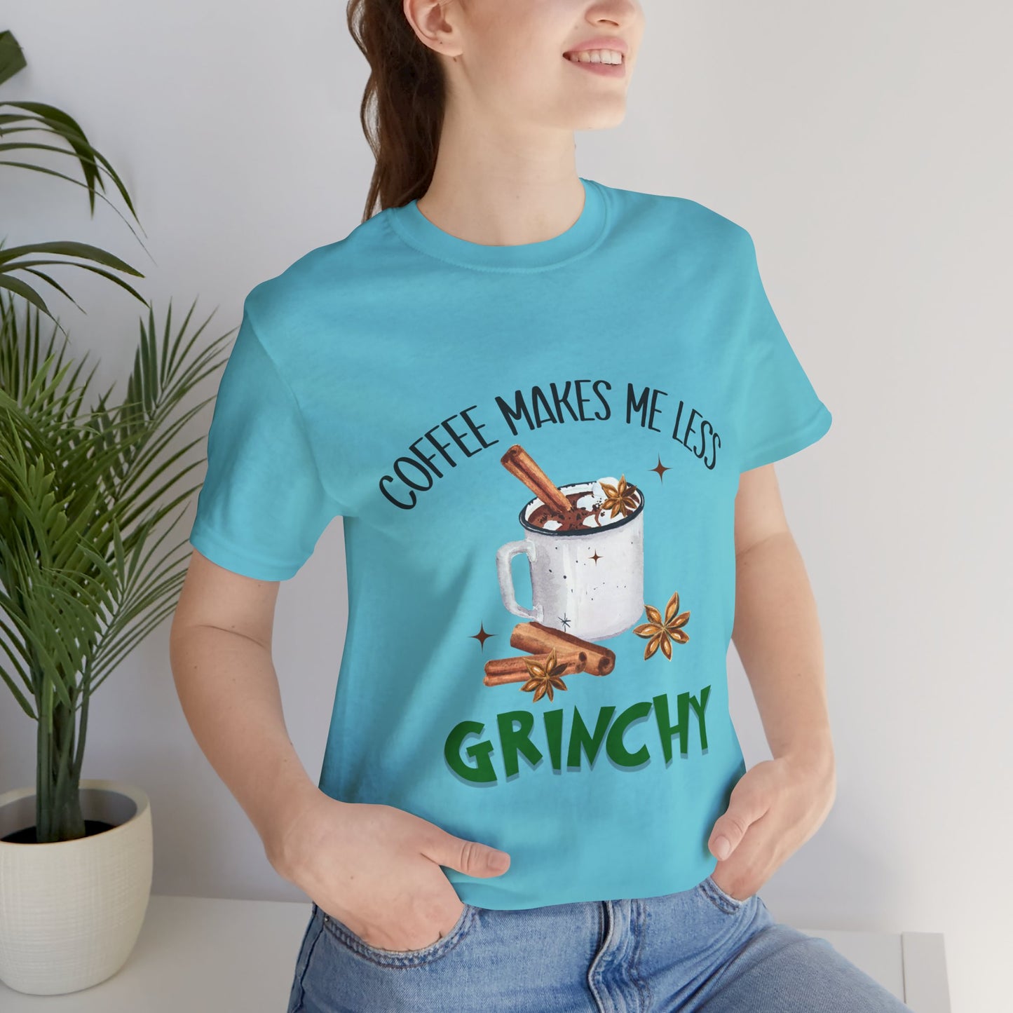 Coffee Makes Me Less Grinchy  Premium Unisex T-shirt