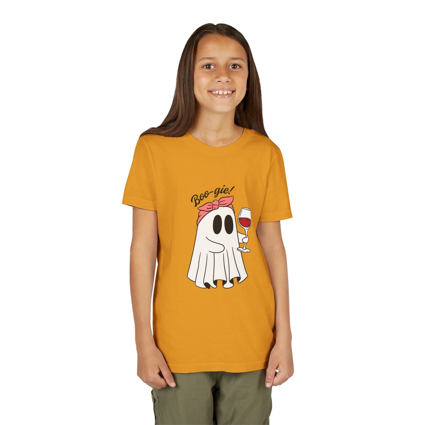 Youth Ghost Themed Tee, Boo-gie Halloween Shirt, Cute Spooky Kids Top, Fun Party Outfit, Wine Lover Gift