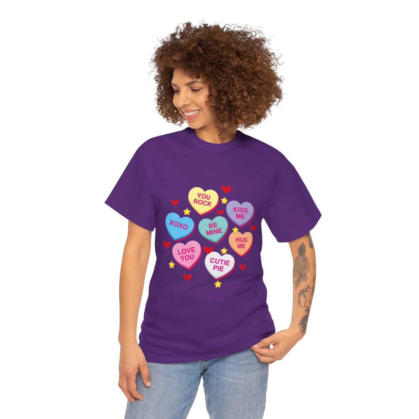 Candy Heart Valentine Cotton unisex t shirt
