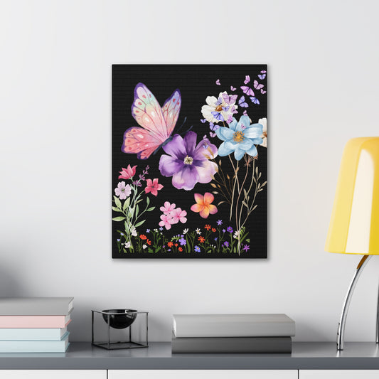 Floral Canvas Print Butterfly Art