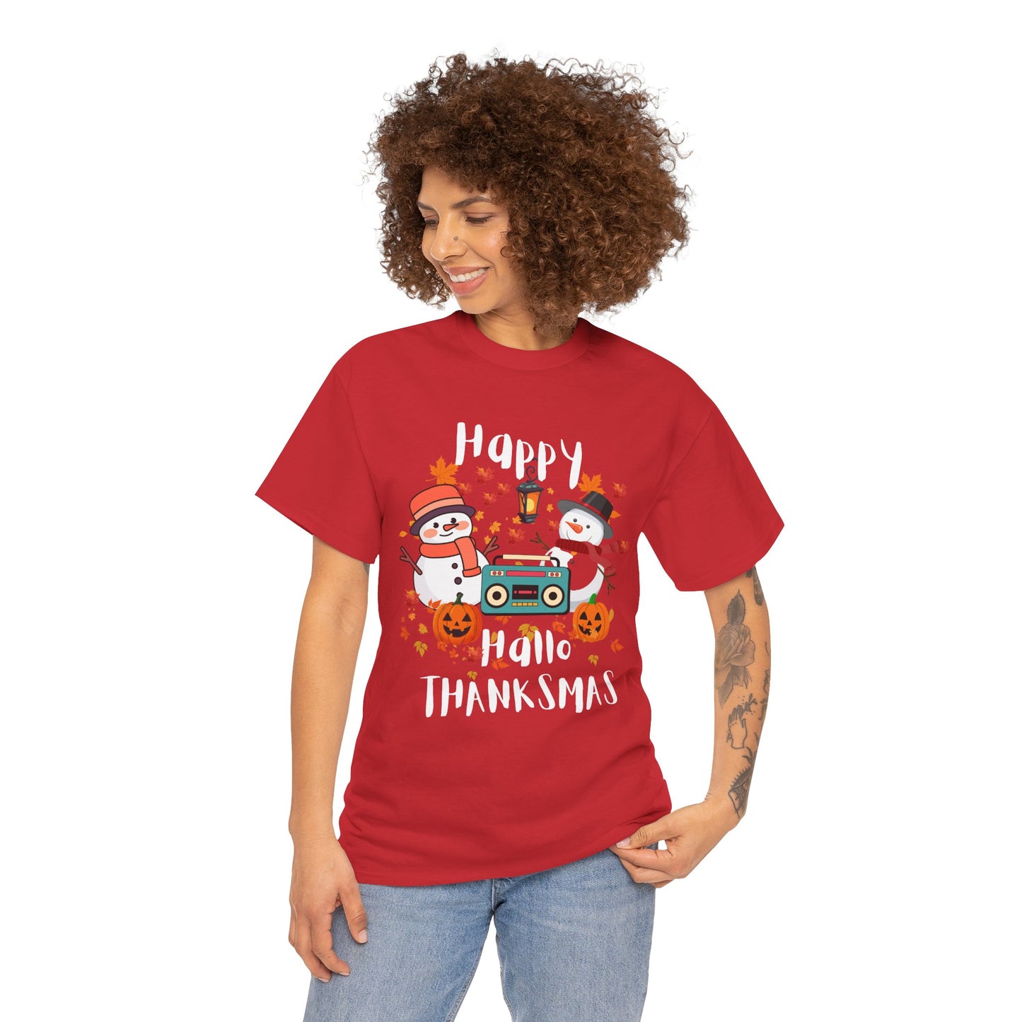 Happy HalloThanksmas cotton unisex T-Shirt