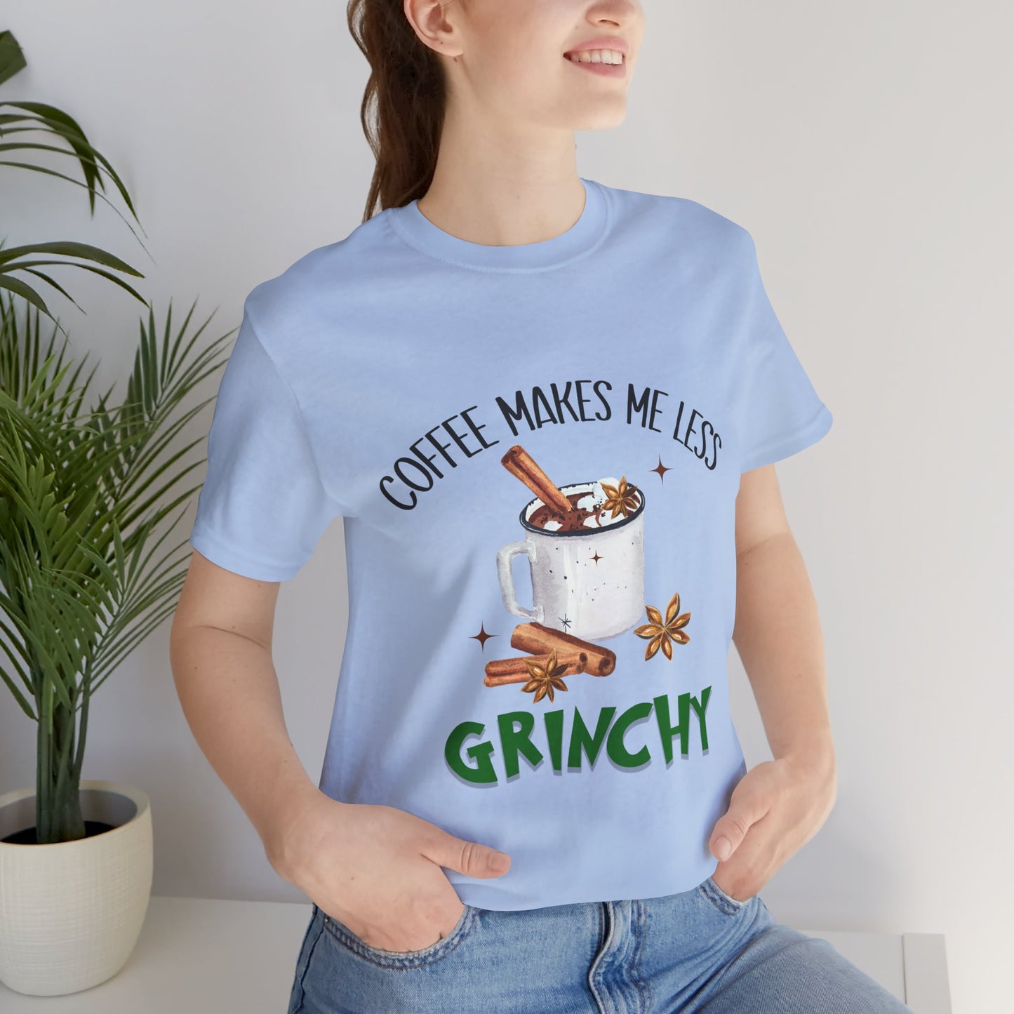 Coffee Makes Me Less Grinchy  Premium Unisex T-shirt