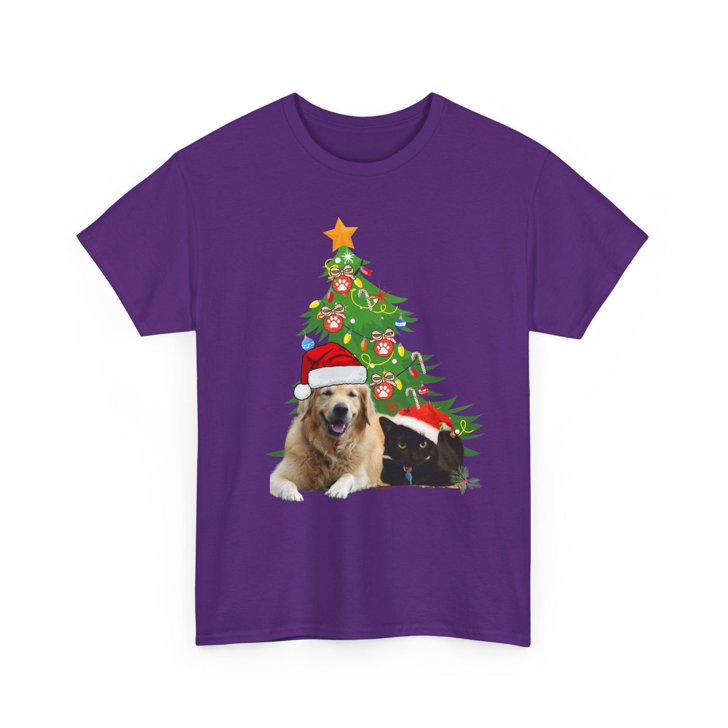 Christmas Dog and cat cotton unisex T- shirt