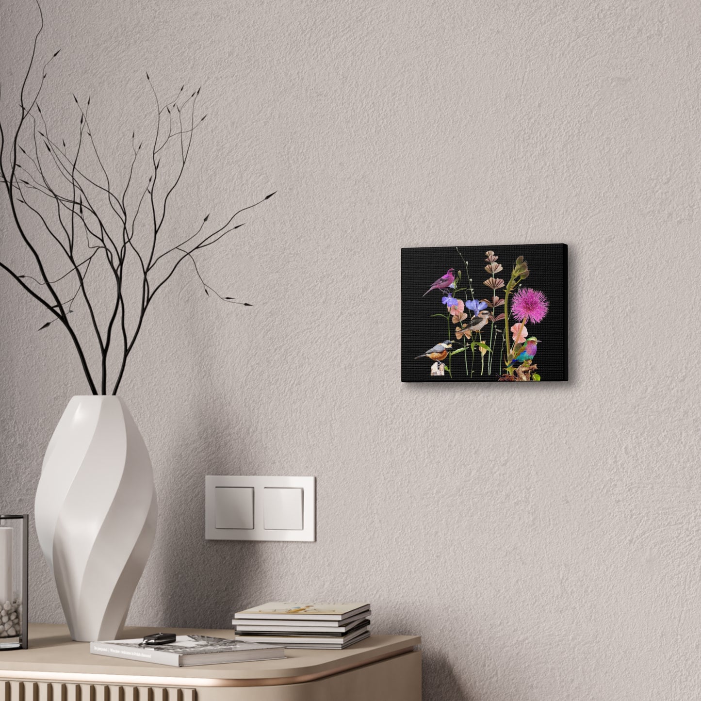 Colourful  Bird & Flower Canvas Art