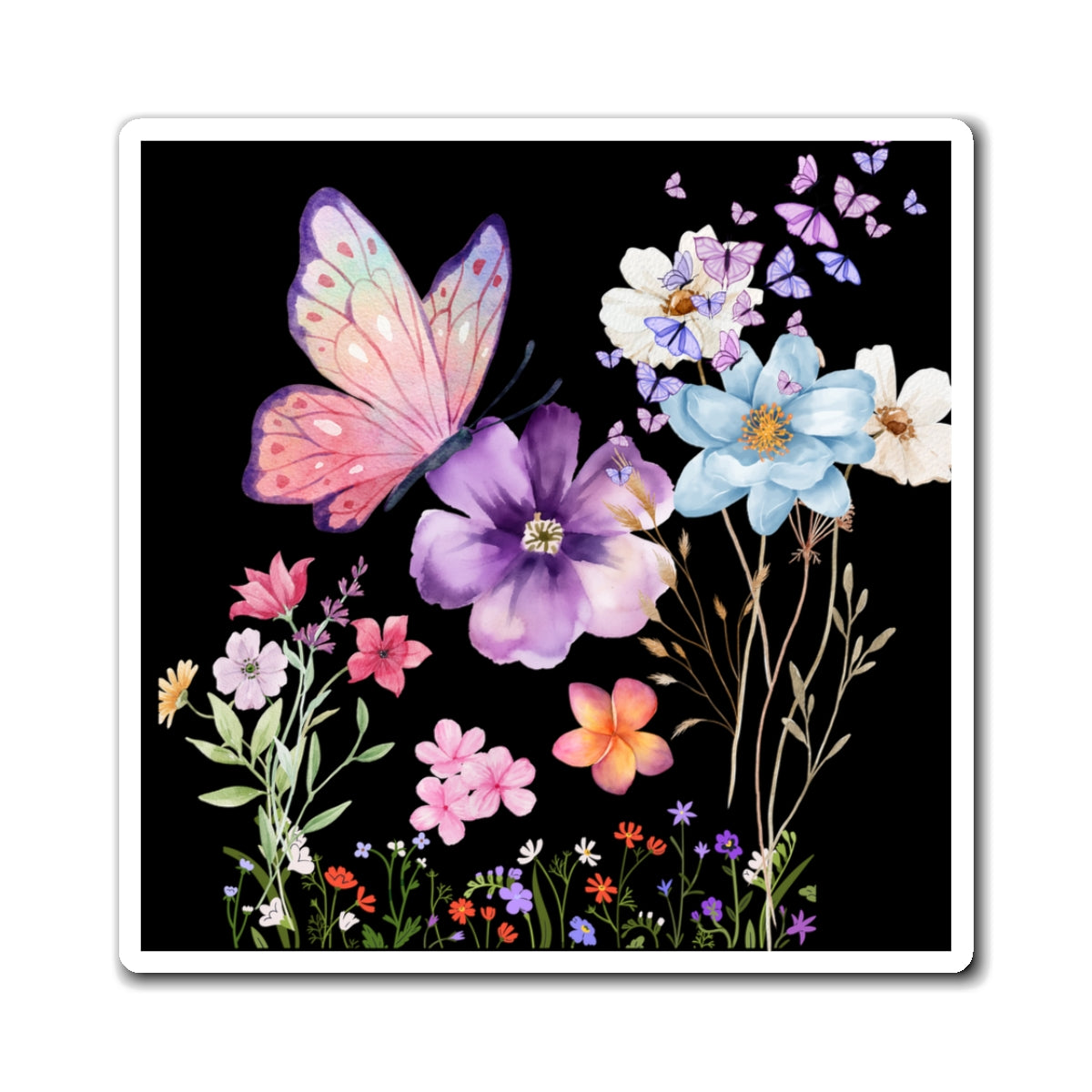 Whimsical Floral Butterfly Magnets