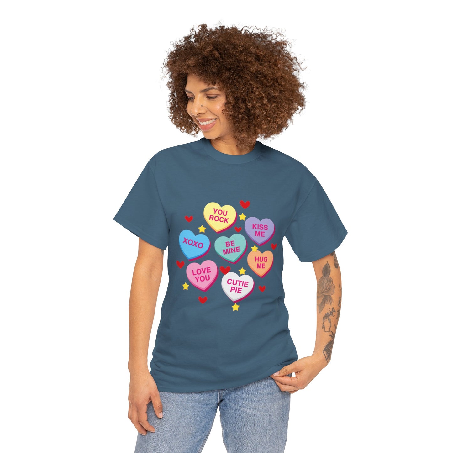 Candy Heart Valentine Cotton unisex t shirt
