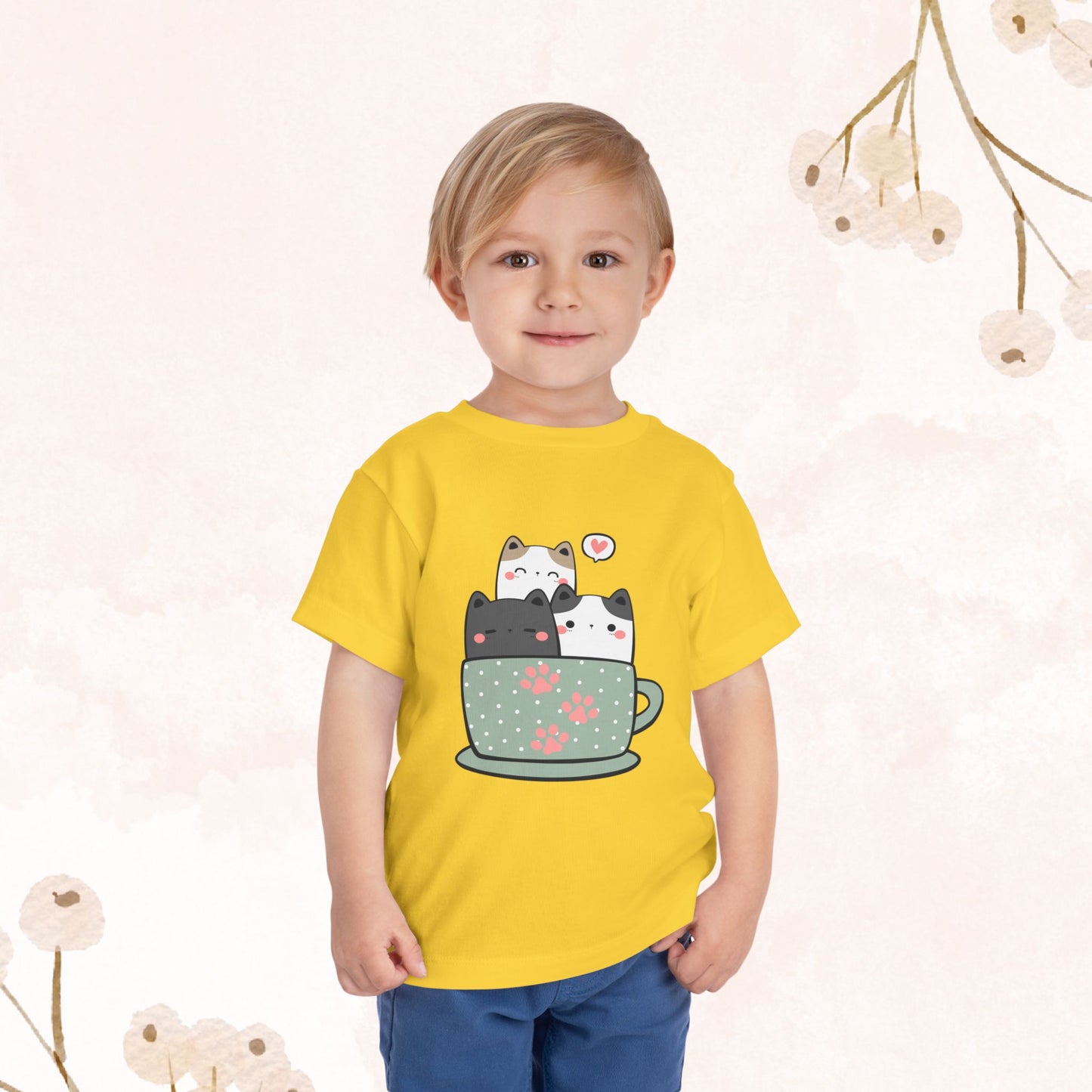 3 Cat Cup Toddler Short Sleeve Tee
