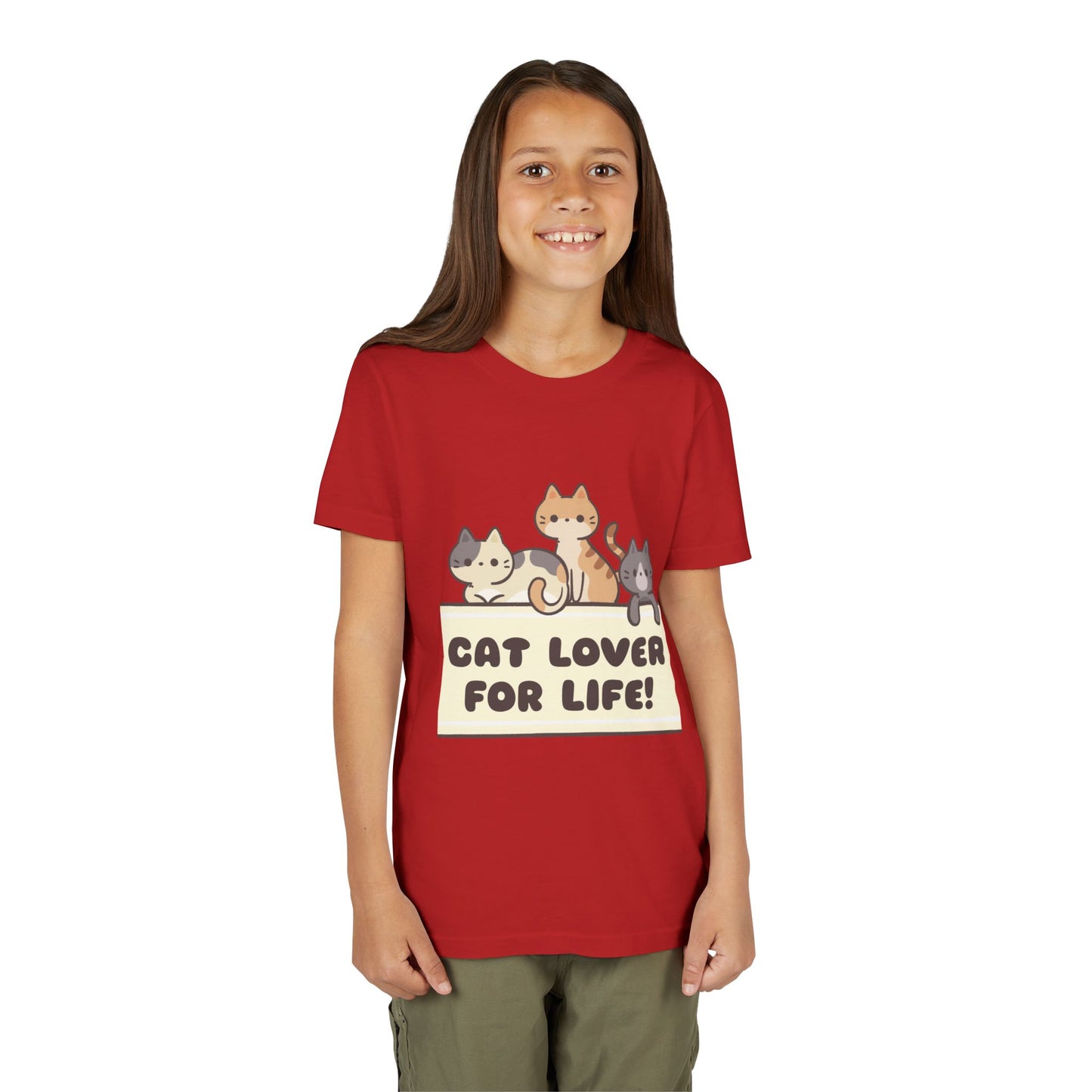 Youth Brown Cute Cat Lover T-shirt