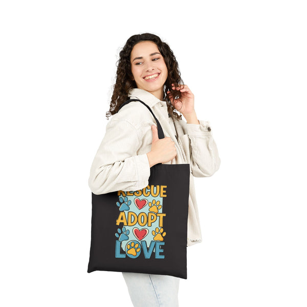 Rescue Adopt Love Cotton canvas Tote Bag