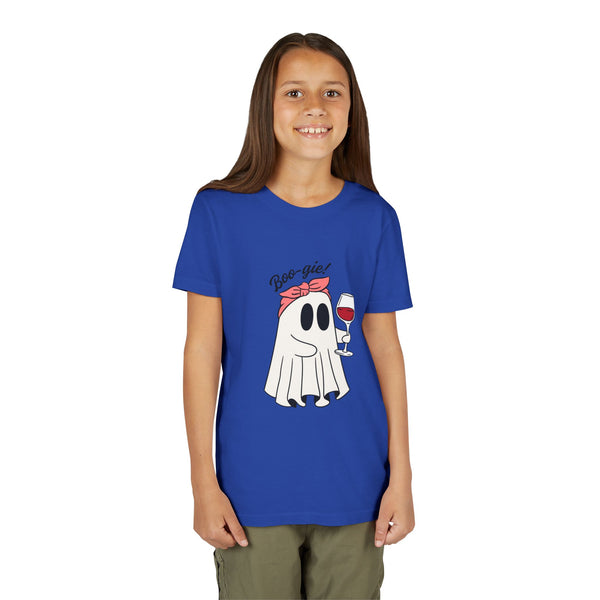 Youth Ghost Themed Tee, Boo-gie Halloween Shirt, Cute Spooky Kids Top, Fun Party Outfit, Wine Lover Gift