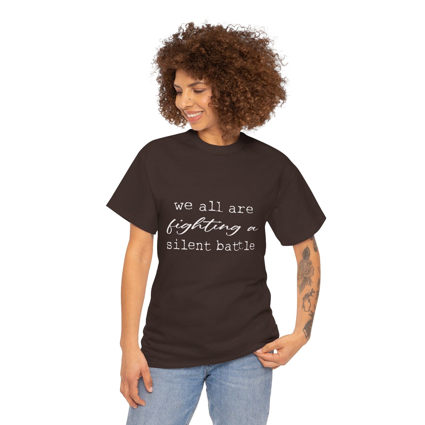 we all are fighting a silent battle Cotton Unisex T-shirt