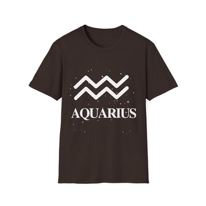 Aquarius Zodiac White Soft Unisex T-shirt