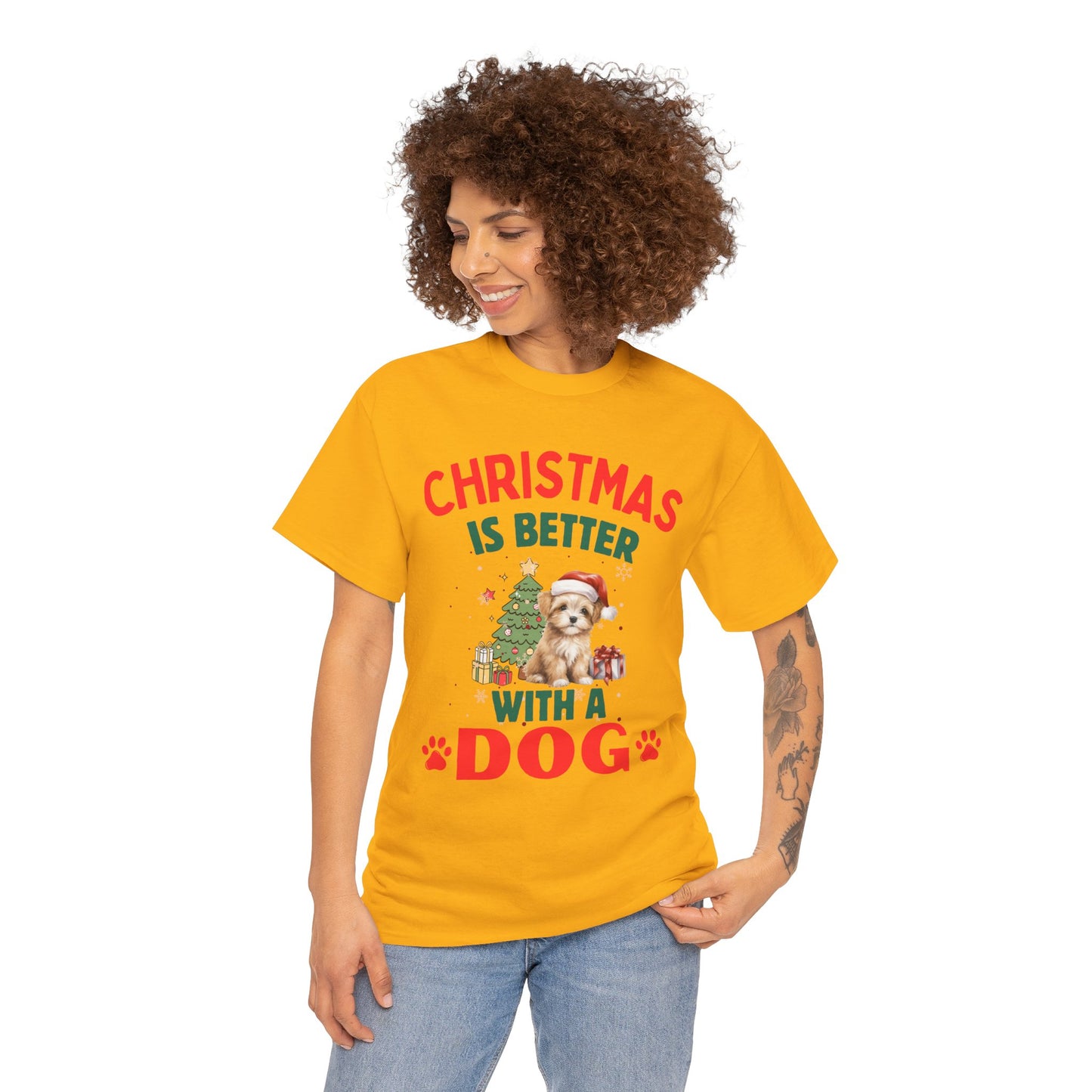 Christmas is better with a Dog Cotton Unisex T-shirt