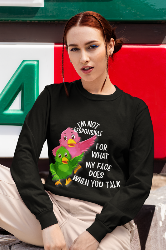 Whimsical Long Sleeve Tee for Quirky Conversations