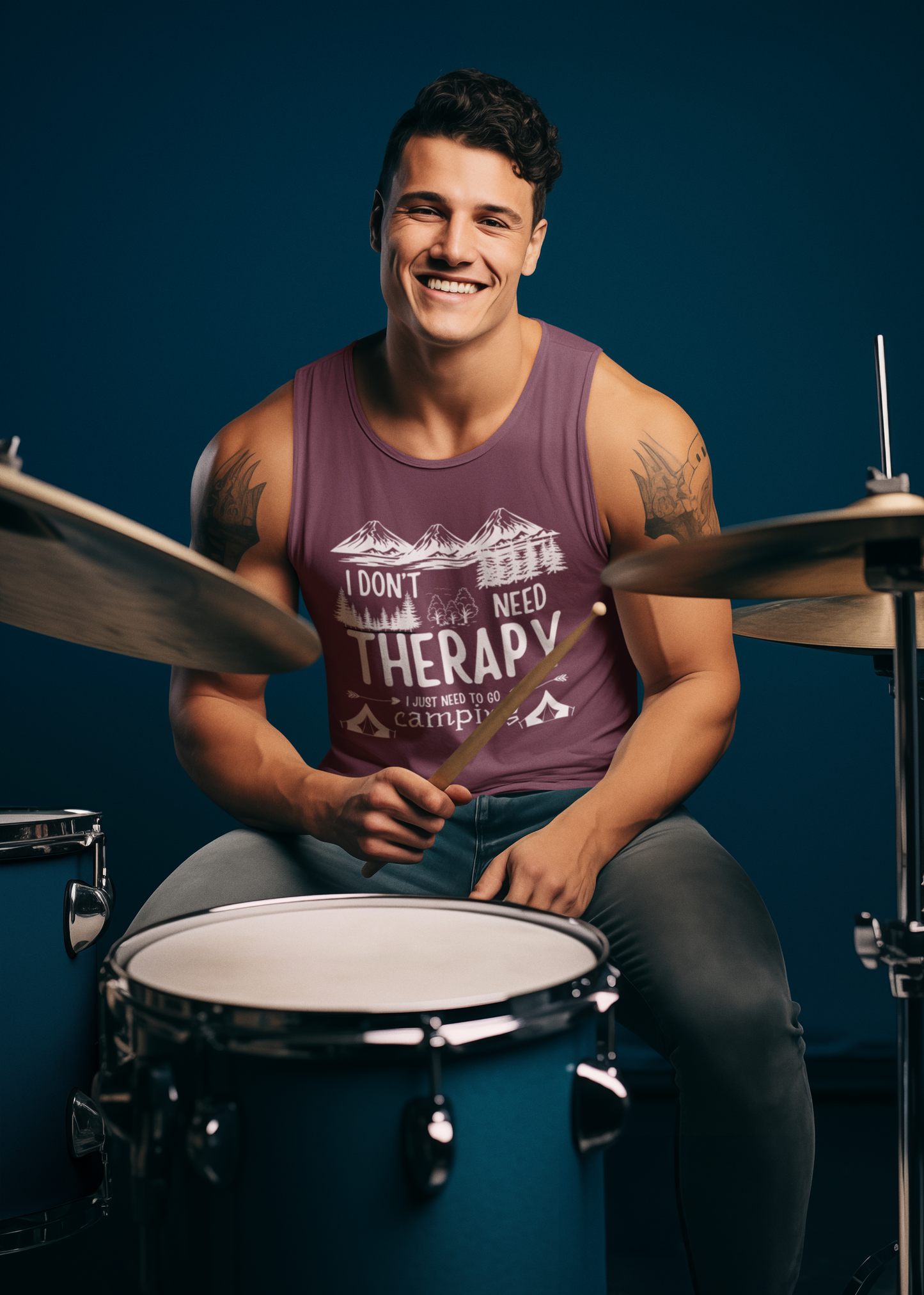 Unisex Camping Therapy Tank Top
