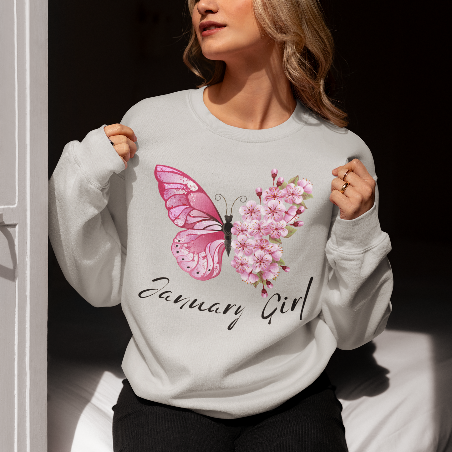 January Butterfly Girl - Birthday Sweatshirt