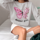 March Girl Butterfly Birthday Sweatshirt