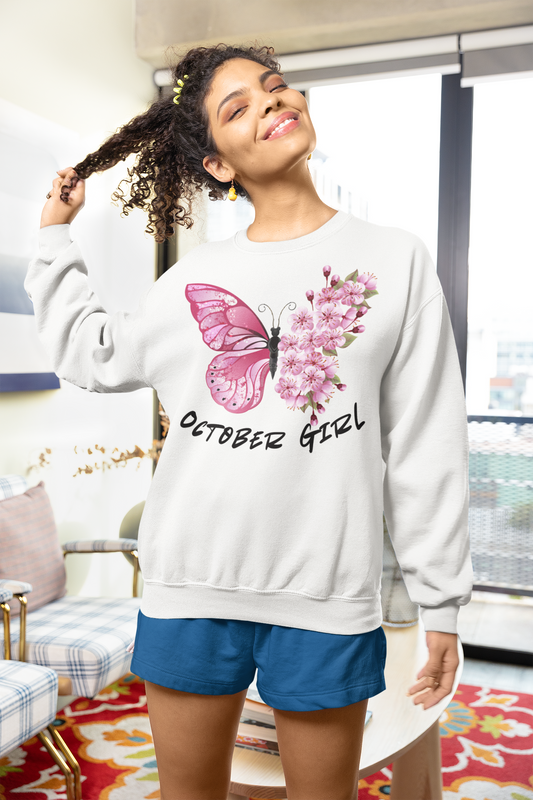 October Girl Butterfly Birthday  Sweatshirt