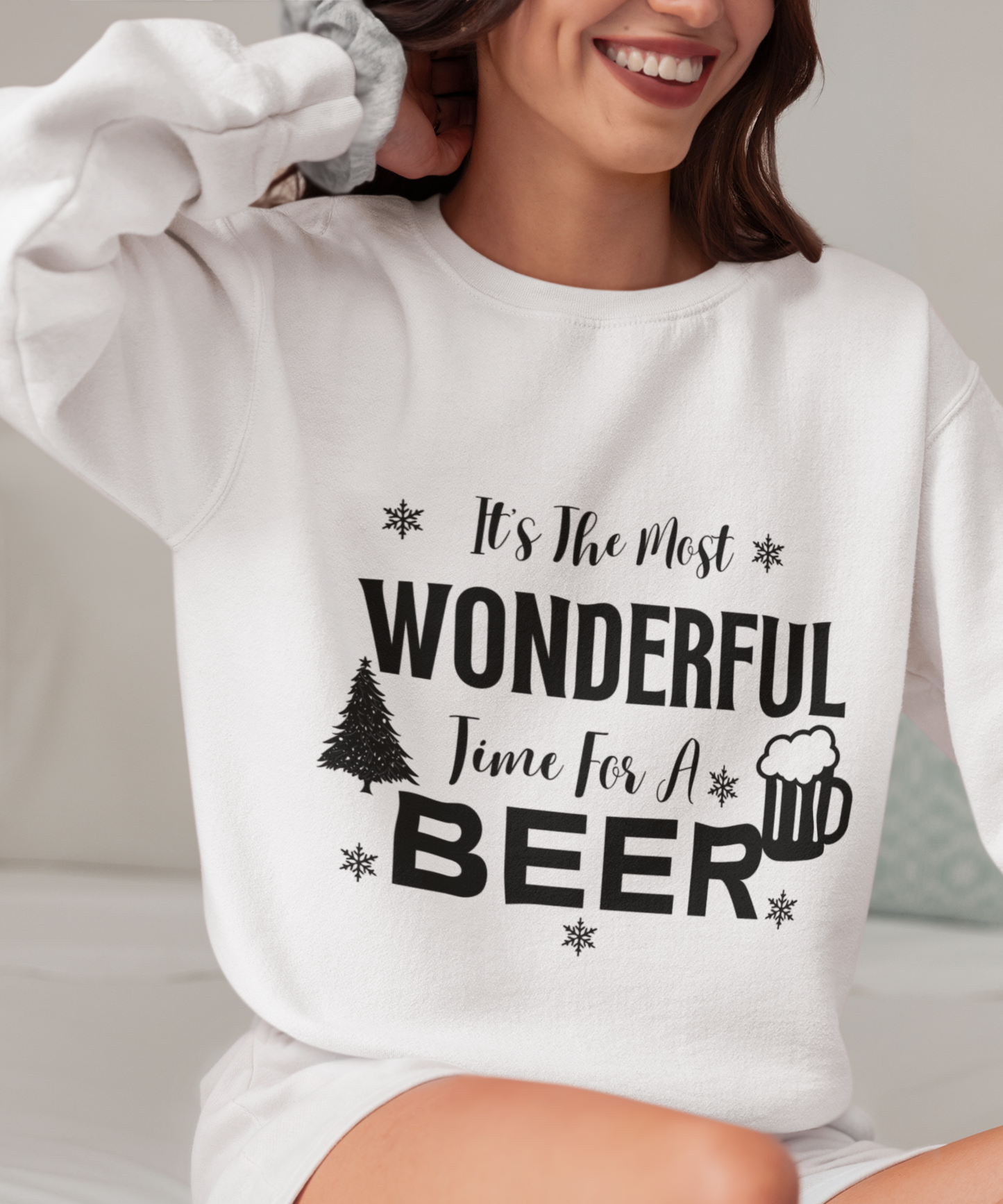 Wonderful Time for a Beer  Christmas Unisex Sweatshirt