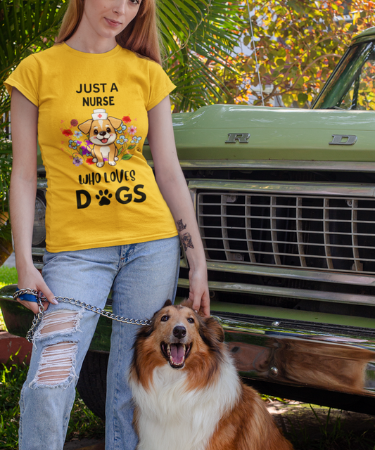 Just a Nurse Who Loves Dogs Cotton Unisex T-shirt