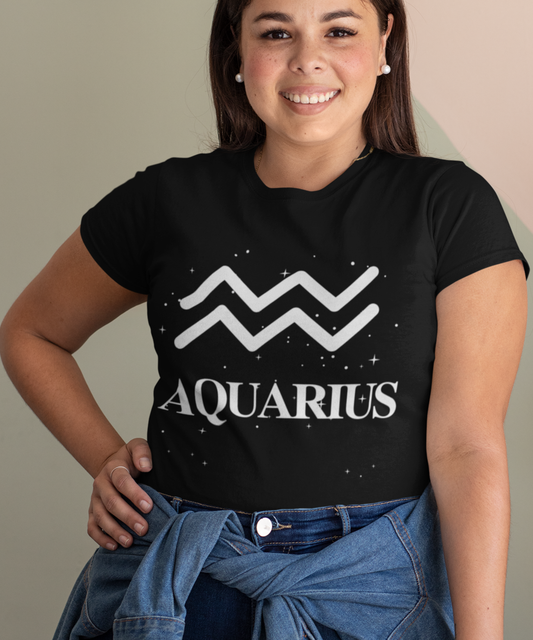 Aquarius Zodiac White Soft Unisex T-shirt