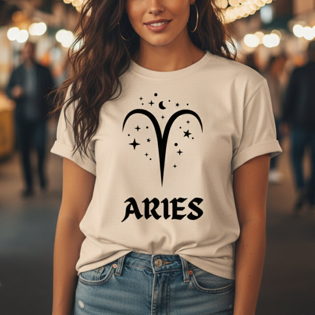 Aries Zodiac Black Soft Unisex T-shirt