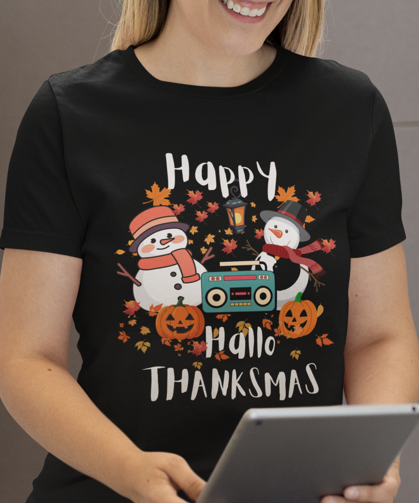 Happy HalloThanksmas cotton unisex T-Shirt