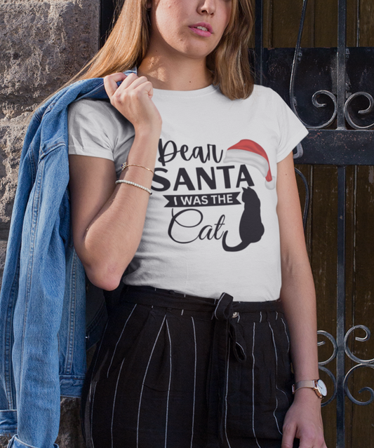 Dear Santa I Was The Cat Christmas Cotton Unisex T-SHIRT