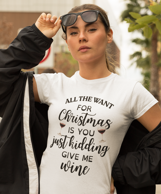 JUST KIDDING WINE COTTON UNISEX T-SHIRT
